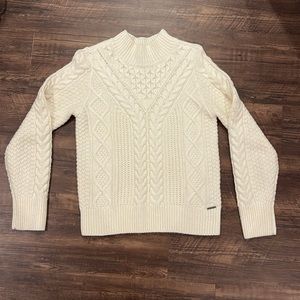 Cream Abercrombie Turtleneck Cable Knit Sweater
